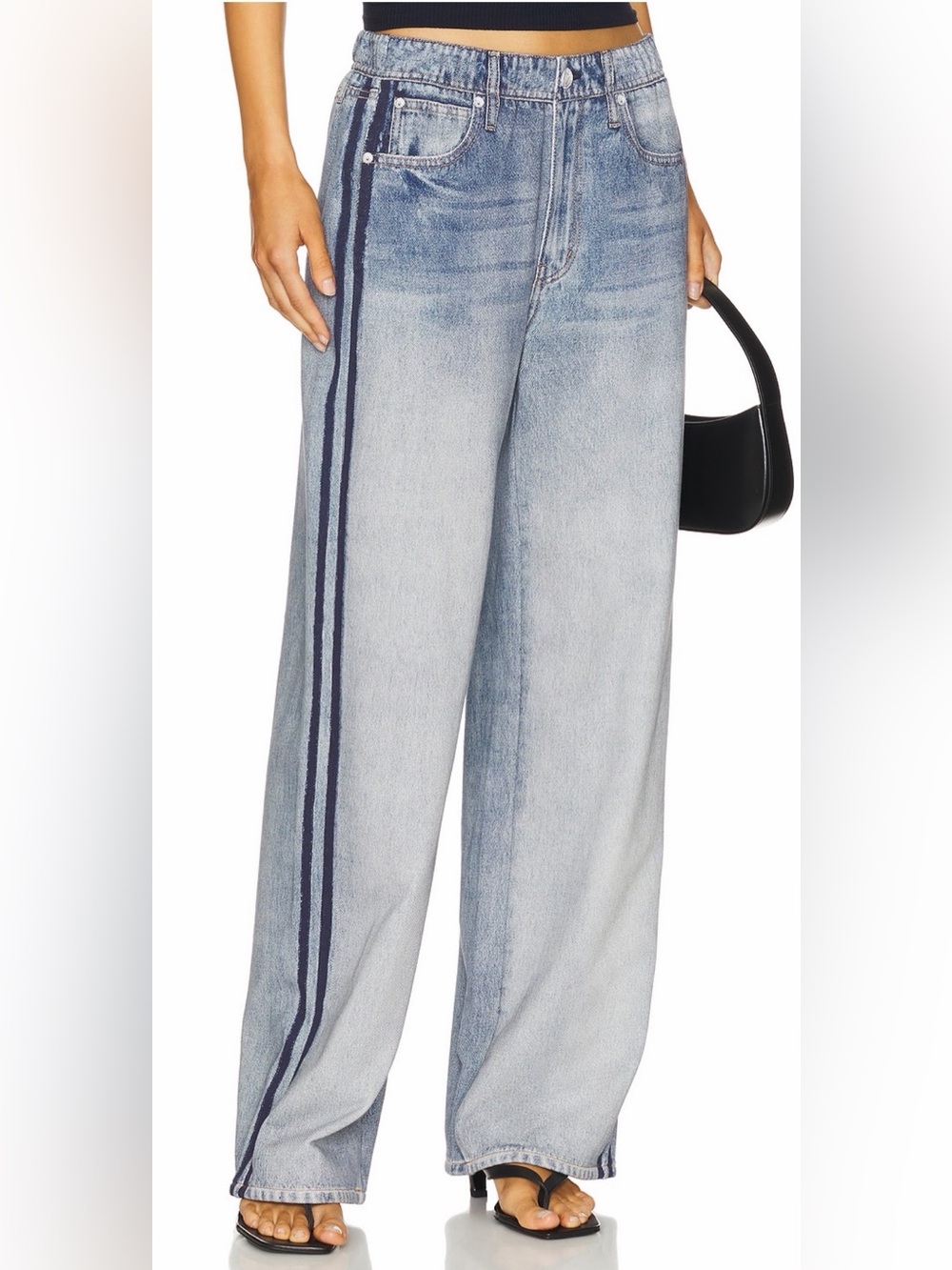 Rag & bone Miramar Wide Leg Track Jeans in Coney Blue size Small
